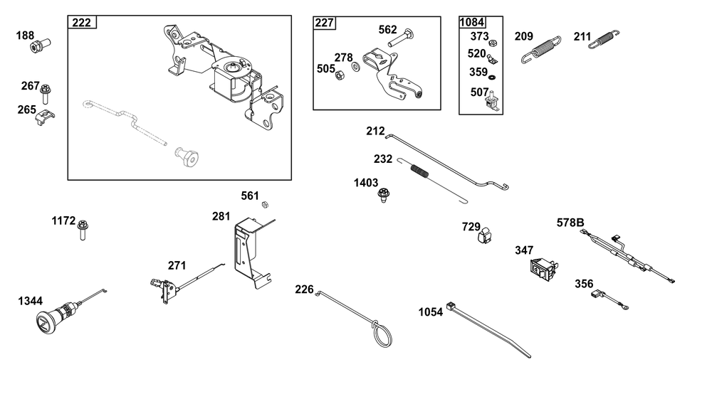 Controls Group Diagram and Parts List for 305442-0336-F1 200000 - 399999 Briggs and Stratton Engine